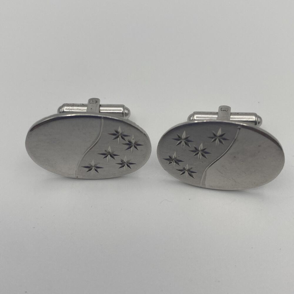 Vintage Pair Of Men’s Cufflinks Sterling Silver ATOMIC / STAR BURST Mid Century